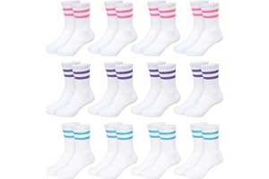 Moitiy Socken Kinder Mädchen Tennissocken Kinder Kindersocken 12 Paar Baumwolle Sportsocken Regenbogen Socken für Mädchen Jungen 27-38