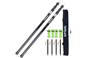 SUFTMUOL Telescoping Tarp Poles Set of Two, Adjustable Aluminum Rods for Tent Fly Camping Shelter Awning RV Car & Motorcycle Camping, Portable, Lightweight Replacement Tent Poles with Zipper Bag