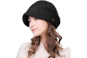 FANCET Comhats Winter Womens Hats Beanie for Ladies Visor Knitted Beanie Hats Peaked Beanies Newsboy Hats Double Layer Fleece Line