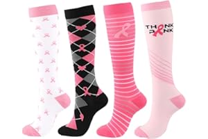 SSDH 4 Paires Chaussettes de Contention pour Femmes et Homme 20-30 mmHg , Bas de Contention , Chaussette de Compression pour le sport, la course, le cyclisme.