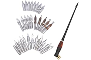 SIPLIV Calligraphy - Set di portapenne obliquo con 30 pennini in acciaio inox, kit per calligrafia inglese a fumetti, colore: nero