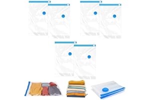 EUJRCF 6Pack Vacuum Storage Bags for Clothes, Reusable, 40x60cm Travel Essentials Sealer Compression Bags, Space Saver Vacuum Cubes Packing Bags, for Storage Coats Clothes Towels Bedding Duvet Blanket
