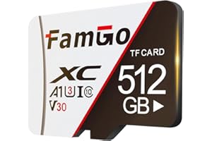 Schede di memoria Micro SD FamGo da 512 GB, scheda SD, video UHD per GoPro, fotocamera 4K Pro,action camera, smartphone, scheda di memoria UHS-I U3 A1 V30