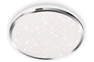 ‎BRILONER BRILONER Leuchten - LED Deckenleuchte, Badleuchte, Badlampe inkl. Sternendekor, IP44, 12 Watt, 1.200 Lumen, 4.000 Kelvin, Chrom-Weiß, 280x70mm (DxH)