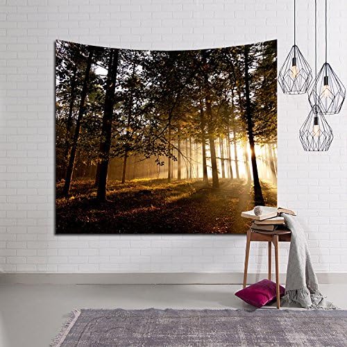 The Jungle Forest Landscape Tapestry Light-Weight Polyester Fabric Hippie Hanging Wall Decor, Beach Throw, Table Runner/Cloth,Lemon Yellow 11 (229X150Cm)