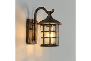 Utomhus vägglampor, lykta utomhuslampor aluminium och glas vattentät lampa retro trädgård vägglampor rustik dekor E27 utomhus