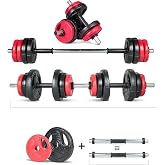 Ecgspor Star Series 12 kg Multifunctional Red Black Weightlifting Set and Dumbbell Set
