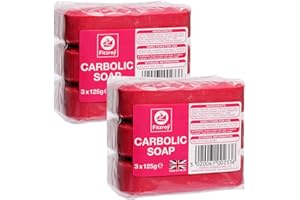 Fitzroy Carbolic Soap Original 6 Bars (2 Packs of 3x125g soaps) | Antibacterial Soap | Antifungal Soap | Laundry Soap Bar | Traditional Antiseptic Soap | Bars of Soap for Household & Industrial Use