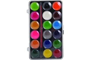 SRV Hub 18 Colours Paint Set, Watercolour Paints with Brush Set Never Fade and Fast Dry Art Supplies, Arts and Crafts Gift for Kids 5+ Years