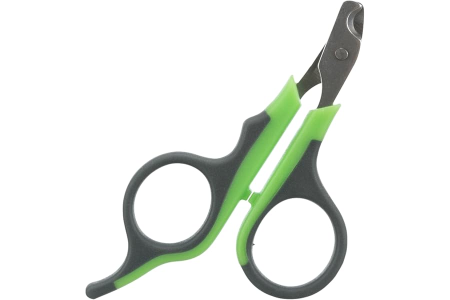 TRIXIE claw scissors for small animals - stainless steel - rubberised plastic handle - black/green - 8 cm - 6285