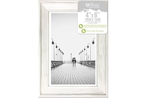 Design Group White Solitaire Shabby Chic Distressed Wood Styrene Photo Frames 4x6