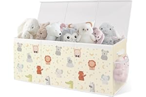 omedecal Cesta Porta Giochi Bambini Contenitori, Pieghevole, 124 L, Grande Oxford Contenitore Cesto Scatola Porta Giochi Baule Portagiochi Bambini Bambino, 96x32x40cm - Animali Pastello