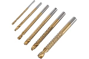 CHICIRIS Premium 6pcs Twist Borr -bit med Ett Lager, Slät Ytdesign, Lämplig för Tunt trä, PVC, Plastplattor