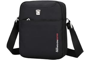 OIWAS Man Bags for Men Travel Shoulder Bag Waterproof Cross Body Phone Bag with Long Strap Wallet Pouch Hold 7.9 inch Tablet iPad Kindle Black