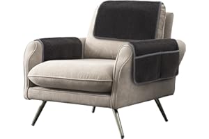 Niuoppy Armrest Cover, Headrest Cover for Recliner Sofa 3pcs Fleece Armchair Slipcover, Nonslip Recliner Chair Covers Furniture Protector for Pets (Dark Grey, 1 Seater)