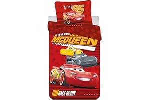 AAPHNUE Juego de cama de Disney Cars Race Ready, funda nórdica de 140 x 200 cm y funda de almohada