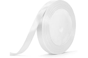 Bealif 10mm White Satin Ribbon, White Solid Color Fabric Ribbons Thick Decorative Ribbon for Hair Bows, Sewing Project, Gift Wrapping, Crafting, Floral, Wedding Decoration(25 Yards)