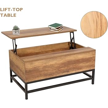 NeuTone Couchtisch mit Klappfunktion Hubtisch Holz Couchtisch mit