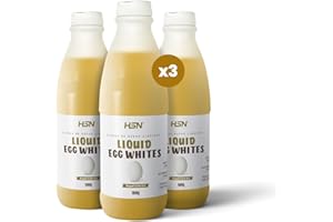 HSN Claras de Huevo Líquidas | Pack de 3 Unidades de 970ml | 1 Envase = 32 Claras Pasteurizadas | Gallinas Europeas | Liotizada = Mejor Conservación | Sin Aditivos | No-GMO, Vegetariano, Sin Gluten