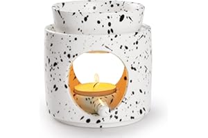 WD&CD Bruciatore di Oli Essenziali, Brucia Essenze Ceramica Bruciatori per oli Essenziali Aroma Lamp Porcellana Portacandele Decorazione per Casa Camera da Letto/Decorazione, Inchiostro bianco e nero
