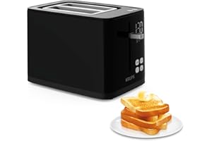 ‎KRUPS Krups KH641810 Smart'n Light Toaster, Zwei-Scheiben-Toaster, Digitaldisplay, 7 Bräunungsstufen, herausnehmbare Krümelschublade, Countdown, Anhebevorrichtung, Schwarz