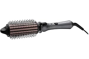 Remington Keratin Protect Heated Hot Hair Brush for Volume, Body, Bounce and Blow-Dry Style Curls (45mm Mixed Bristle Brush, Keratin & Almond Oil Infused Ceramic Barrel, 120°C-180°C) CB65A458