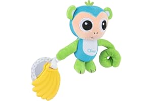 Grzechotka Chicco Małpka, Grzechotka z Miękkim Gryzakiem do Ząbkowania, Lusterko do Lekkich Zabaw, Mocowana do Wózka, Można Prać w Pralce, Zabawki dla dzieci 3-24 miesiące