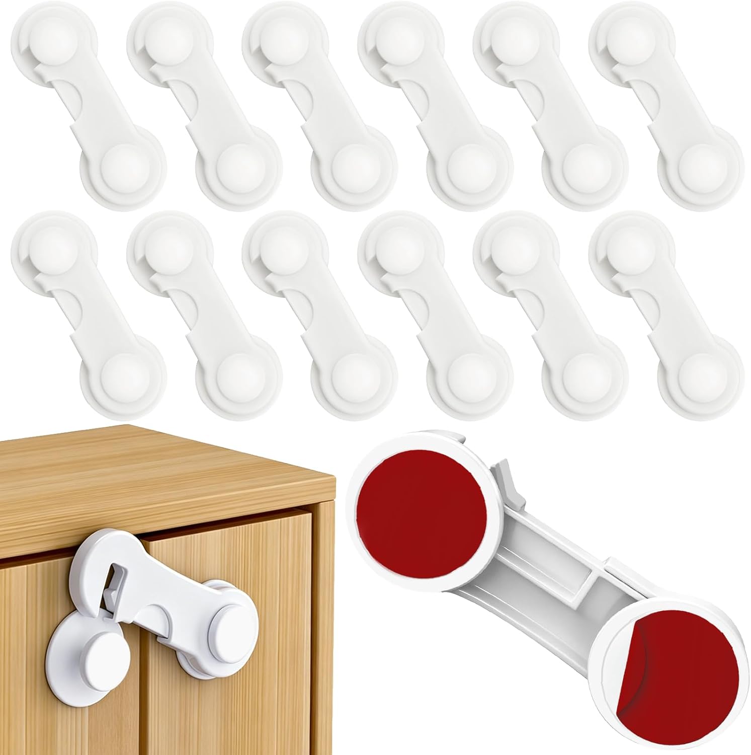 Wosyoodo 12 pcs Cierre Seguridad Cajones Bebé, Adhesivo Fuerte Sin PerforacióN, para Muebles De Cocina