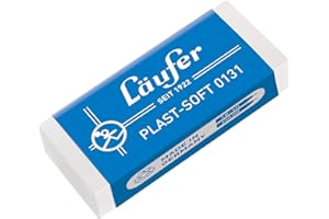 ‎LÄUFER Läufer 00131 Plast Soft 0131 Radierer, weicher Radiergummi aus Kunststoff, für Bleistifte und Buntstifte, transparent