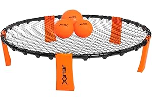 JELEX Smash Roundnet - Set di 6 palline con 3 palline, 3 palline, pompa ad aria e borsa per il trasporto, semplice sistema a incastro per bambini e adulti, rete personalizzabile