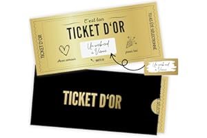 RUDIS TINY GOODS Golden Ticket à gratter | Ticket d’Or personnalisé | Ticket à gratter avec message | Carte Cadeau Noel Anniversaire Cadeau surprise personnalisable pour Femme Homme Ami Soeur Frere Parents