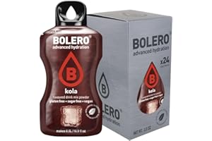 Bolero KOLA 24x3g | Jus en poudre sans sucre, édulcoré à la stévia + vitamine C | pour enfants et sportifs | sans gluten, végétalien | le goût du cola