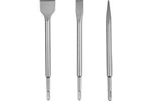 Brevanza 3tlg sds plus meißel set, fliesenmeißel, spachtelmeißel, flachmeißel, abstechmeißel, teppichstripper, fliesenspachtel für Mauerwerk, Beton, Stein, Zubehör für Bohrhammer