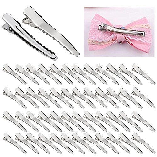 Yahee 50 Stück Haarklammer Haarclips Clips Haarspange Haarklemmen Rohling Silber Alligator