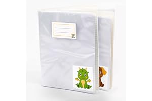 Yellow Koala – Copertine Quaderni A4 Trasparenti 10 Pezzi, Impermeabili e Resistenti, con Etichette Animali (5 Disegni Diversi) – Protezione Quaderni Scuola, Bambini e Studenti