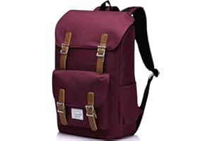 VASCHY Sac à dos pour homme, grande capacité de 26,L, sac à dos d'école pour femme, unisexe, sac à dos vintage pour ordinateur portable de 15,6", sac à dos résistant à l'eau, sac d'école décontracté