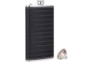 TOX TANEAXON TANEAXON - Petaca de piel con Embudo y Caja de 350 ml, Diseño 3D, Color Negro