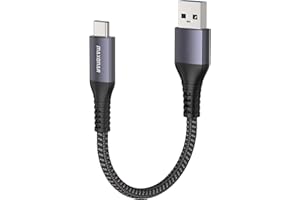 Maxonar Kabel USB C Krótki 20cm/0.2M [dane 10 Gb/s] USB3.2 Gen2 Typ C Android Auto Kabel QC3.0 3.1A Szybka ładowarka USB A do C do Samsung Note20 Galaxy S23/S22 Z Flip5 Pixel 8 Pro OnePlus 11 szary