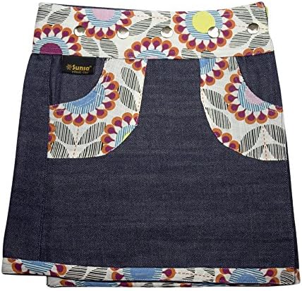 SUNSA Girls skirt jeans skirt mini skirt wrap skirt reversible skirt summer skirt kids skirt made of cotton, 2 in 1, adjustable size with a free gift 15674