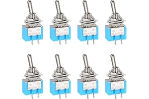 IZyufan 8 Stück Kippschalter Metall 12V, 6A/125V 3A/250V AC Miniboot 2-Poliger Schalter für den Einbau in Häusern, Autos und Elektrischen Geräten, 2 Pin 2 Position An/Aus