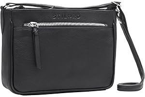 STILORD 'Lilia' 2-en-1 Sac bandoulière Femme Sac a main Vintage Sac Bandouliere Cuir Moderne Sac de soirée en Cuir véritable Sac d'épaule pour Femmes, Couleur:noir