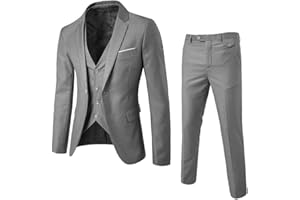 SUSENSTONE Costume Homme Mode Slim Fit Trois PièCes Veste Blazer Gilet Pantalon EléGant Formel Affaires CéRéMonie Mariage