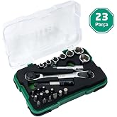 İzeltaş 1/4" Altık&ouml;şe Cırcırlı Lokma Anahtar Ve Bits U&ccedil; Seti 23 Par&ccedil;a, 14000005079