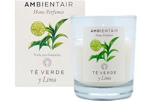 SEVENREEDS, Ambientair Home Perfume. Vela aromática Té Verde y Lima, ambientador de té verde y lima, Vela aromática para casa, Aromaterapia, Vela en vaso de cristal para interiores. Duración 30 horas.