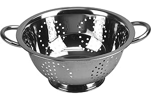 Acense Stainless Steel Colander, Steel Base/Handle, Quick Draining, Multiple Micro-Perforations, Multi-Purpose: [Pasta/Vegetable/Spaghetti/Fruit], Dishwasher Safe, Size: 28cm