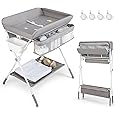 Luteti Diaper Changing Tables,Diaper Stackers Caddies, Folding Baby Changing Station with Multi Storage, Newborn Dresser Table Portable Diaper Nursery Organizer