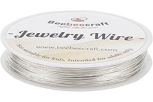 Beebeecraft Alambre de Joyería de Plata de 98.43 pie Calibre 22 0.6 mm 925 Alambre de Cobre Chapado En Plata de Ley Redondo Suave Muerto para Hacer Joyas Y Manualidades