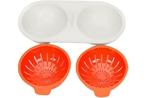Lvjkes Cuociuova per Microonde, Cuociuova a doppia tazza, Padella antiaderente a doppio strato con coperchio per cottura a vapore per uova per microonde (arancia)