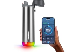 HIDRATE SPARK HidrateSpark STEEL Smart Water - Tracks Water Intake & Glows to Remind You To Stay Hydrated, Chug, 21 oz, Brushed