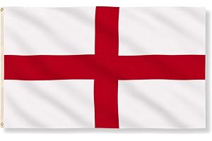 England St George’s Cross Flag 8ft x 5ft with Brass Eyelets – Large Polyester English Flag Banner for FIFA World Cup Football